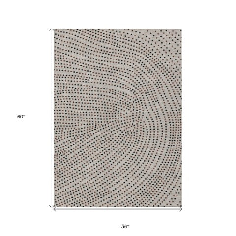 Homeroots 3' Stylish Brown Gold And Ivory Polka Dot Washable Area Rug For Indoor And Outdoor Spaces 3' X 5' Polyester 599094