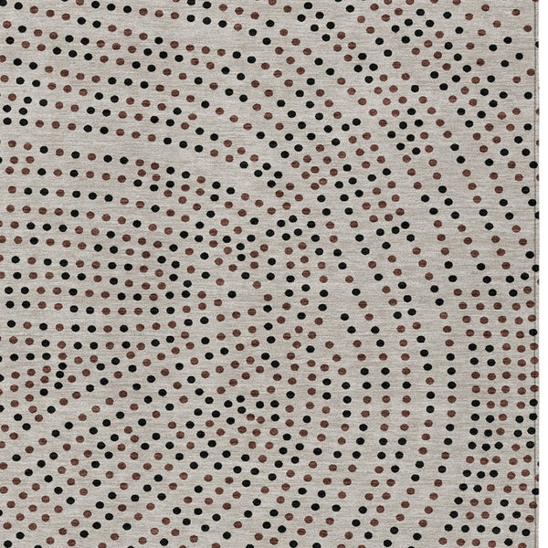 Homeroots 3' Stylish Brown Gold And Ivory Polka Dot Washable Area Rug For Indoor And Outdoor Spaces 3' X 5' Polyester 599094