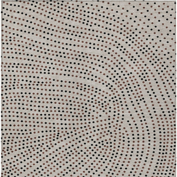 Homeroots 3' Stylish Brown Gold And Ivory Polka Dot Washable Area Rug For Indoor And Outdoor Spaces 5' X 8' Polyester 599095