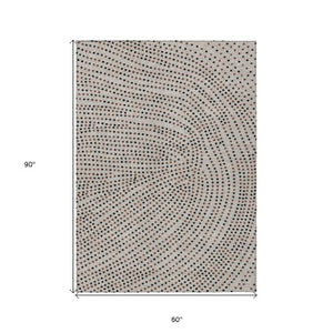 Homeroots 3' Stylish Brown Gold And Ivory Polka Dot Washable Area Rug For Indoor And Outdoor Spaces 5' X 8' Polyester 599095