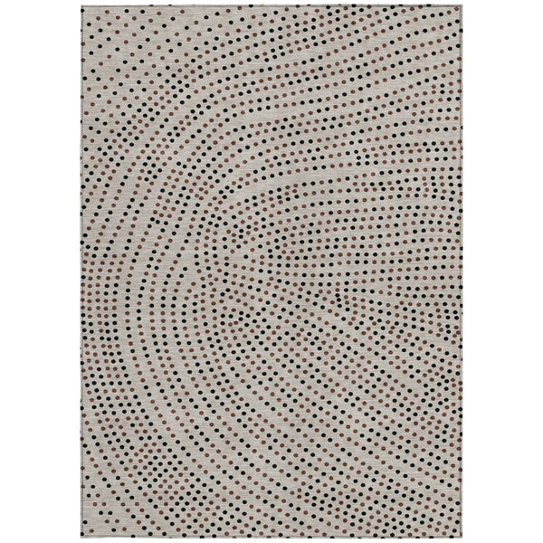 Homeroots 3' Stylish Brown Gold And Ivory Polka Dot Washable Area Rug For Indoor And Outdoor Spaces 8' X 10' Polyester 599097