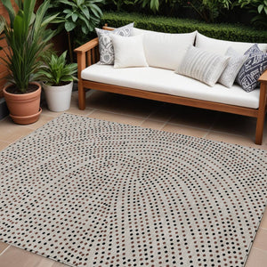 Homeroots 3' Stylish Brown Gold And Ivory Polka Dot Washable Area Rug For Indoor And Outdoor Spaces 9' X 12' Polyester 599098