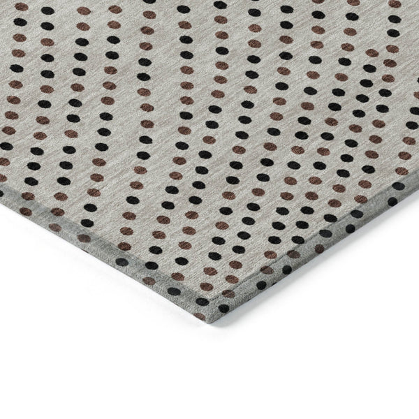 Homeroots 3' Stylish Brown Gold And Ivory Polka Dot Washable Area Rug For Indoor And Outdoor Spaces 9' X 12' Polyester 599098