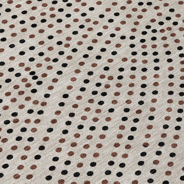 Homeroots 3' Stylish Brown Gold And Ivory Polka Dot Washable Area Rug For Indoor And Outdoor Spaces 9' X 12' Polyester 599098