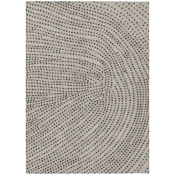 Homeroots 3' Stylish Brown Gold And Ivory Polka Dot Washable Area Rug For Indoor And Outdoor Spaces 10' X 14' Polyester 599099