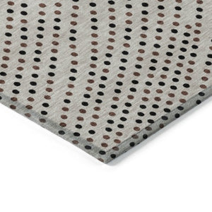 Homeroots 3' Stylish Brown Gold And Ivory Polka Dot Washable Area Rug For Indoor And Outdoor Spaces 10' X 14' Polyester 599099