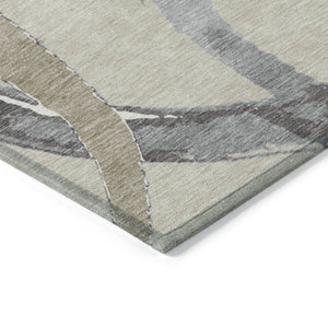 Homeroots 3' Beige Ivory And Gray Abstract Washable Area Rug For Indoor And Outdoor Spaces, Durable Design 3' X 5' Polyester 599100
