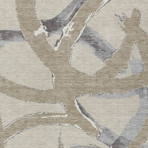 Homeroots 3' Beige Ivory And Gray Abstract Washable Area Rug For Indoor And Outdoor Spaces, Durable Design 10' X 14' Polyester 599105