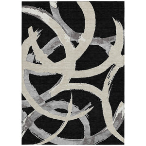 Homeroots 3' Beige Ivory And Gray Abstract Washable Area Rug For Indoor And Outdoor Spaces, Durable Design 8' X 10' Polyester 599109