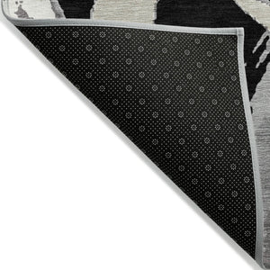 Homeroots 3' Beige Ivory And Gray Abstract Washable Area Rug For Indoor And Outdoor Spaces, Durable Design 8' X 10' Polyester 599109