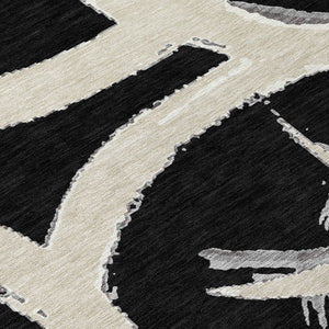 Homeroots 3' Beige Ivory And Gray Abstract Washable Area Rug For Indoor And Outdoor Spaces, Durable Design 9' X 12' Polyester 599110