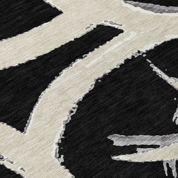 Homeroots 3' Beige Ivory And Gray Abstract Washable Area Rug For Indoor And Outdoor Spaces, Durable Design 10' X 14' Polyester 599111