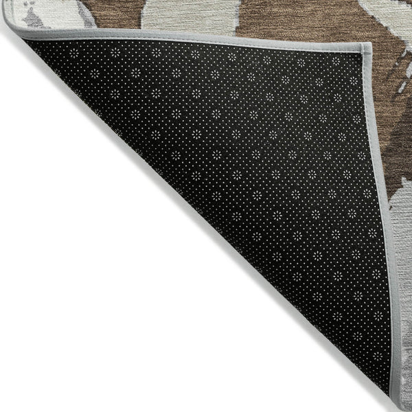 Homeroots 3' Beige Ivory And Gray Abstract Washable Area Rug For Indoor And Outdoor Spaces, Durable Design 3' X 5' Polyester 599112