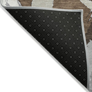 Homeroots 3' Beige Ivory And Gray Abstract Washable Area Rug For Indoor And Outdoor Spaces, Durable Design 5' X 8' Polyester 599113