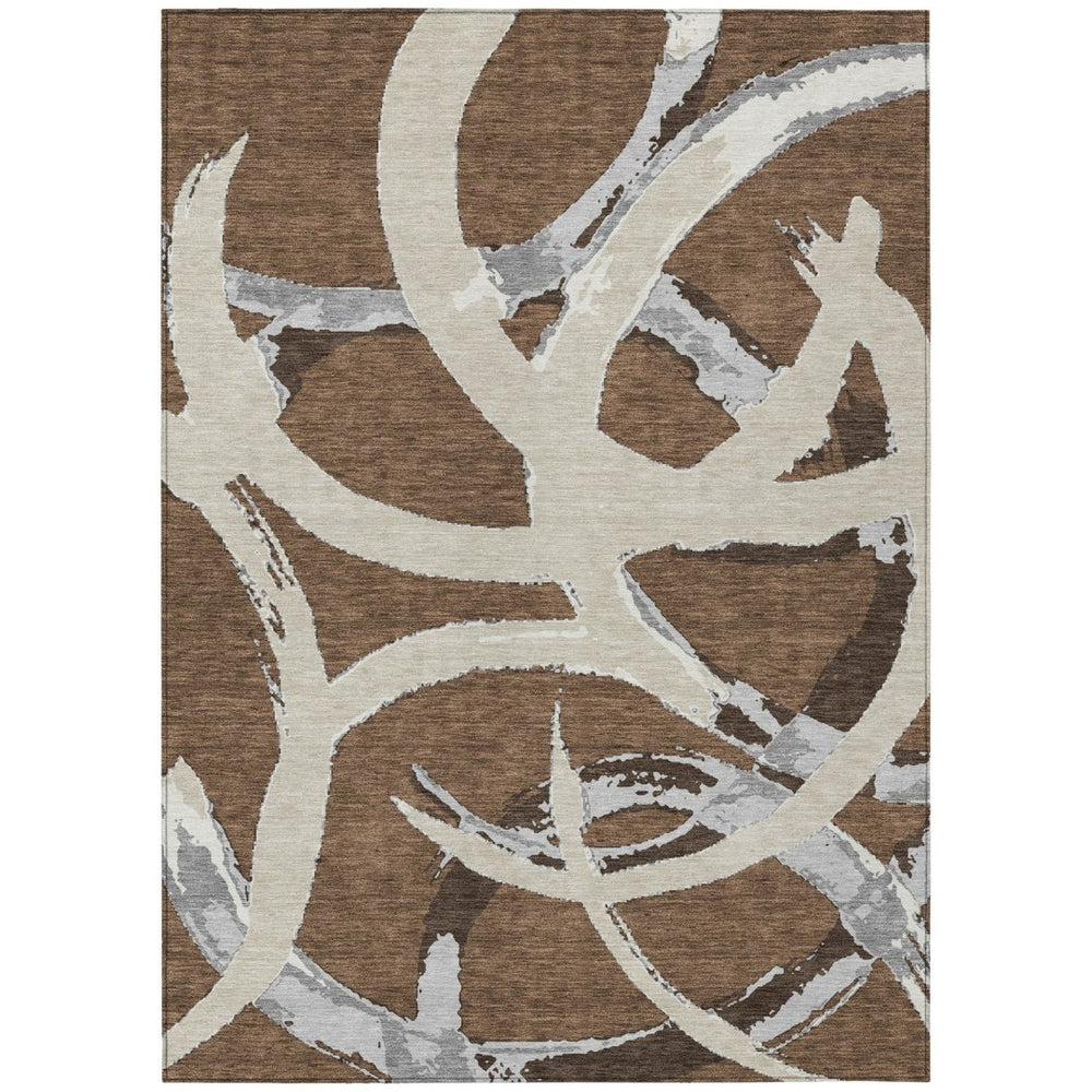 HomeRoots 9' Contemporary Washable Area Rug in Brown, Beige & Gray – Perfect for Indoor & Outdoor Spaces! 599116