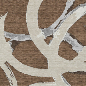 Homeroots 3' Beige Ivory And Gray Abstract Washable Area Rug For Indoor And Outdoor Spaces, Durable Design 9' X 12' Polyester 599116