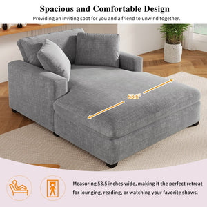 English Elm Mirod Oversized Chaise Lounge with Birch Legs Pillow Back Polyester Upholstered Seating Gray N760P196662E