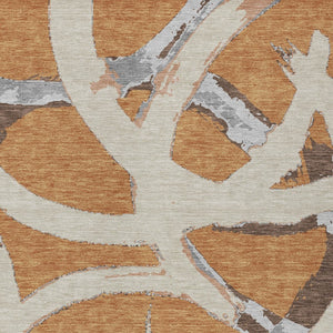 Homeroots 3' Beige Ivory And Gray Abstract Washable Area Rug For Indoor And Outdoor Spaces, Durable Design 3' X 5' Polyester 599118