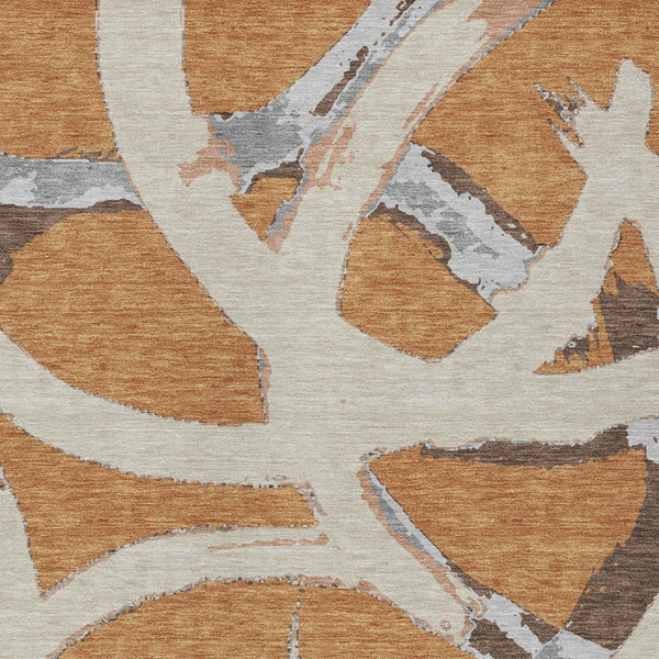 Homeroots 3' Beige Ivory And Gray Abstract Washable Area Rug For Indoor And Outdoor Spaces, Durable Design 3' X 5' Polyester 599118