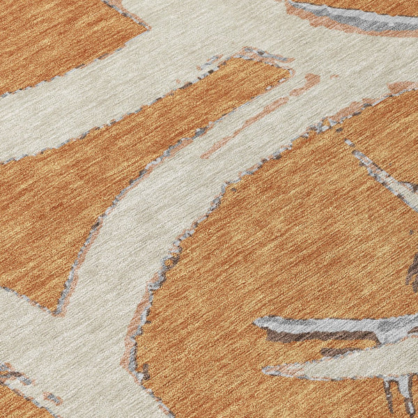 Homeroots 3' Beige Ivory And Gray Abstract Washable Area Rug For Indoor And Outdoor Spaces, Durable Design 5' X 8' Polyester 599119