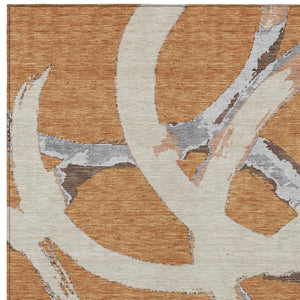 Homeroots 3' Beige Ivory And Gray Abstract Washable Area Rug For Indoor And Outdoor Spaces, Durable Design 9' X 12' Polyester 599122