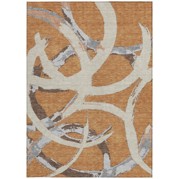 Homeroots 3' Beige Ivory And Gray Abstract Washable Area Rug For Indoor And Outdoor Spaces, Durable Design 10' X 14' Polyester 599123