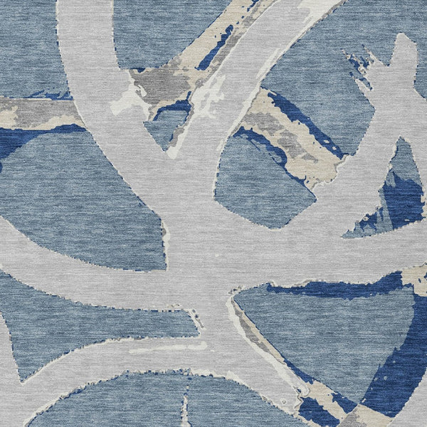 Homeroots 3' Beige Ivory And Gray Abstract Washable Area Rug For Indoor And Outdoor Spaces, Durable Design 3' X 5' Polyester 599124