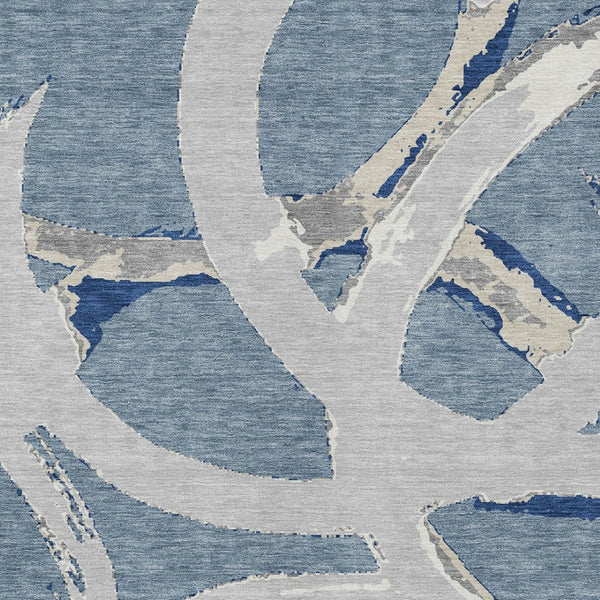 Homeroots 3' Beige Ivory And Gray Abstract Washable Area Rug For Indoor And Outdoor Spaces, Durable Design 5' X 8' Polyester 599125