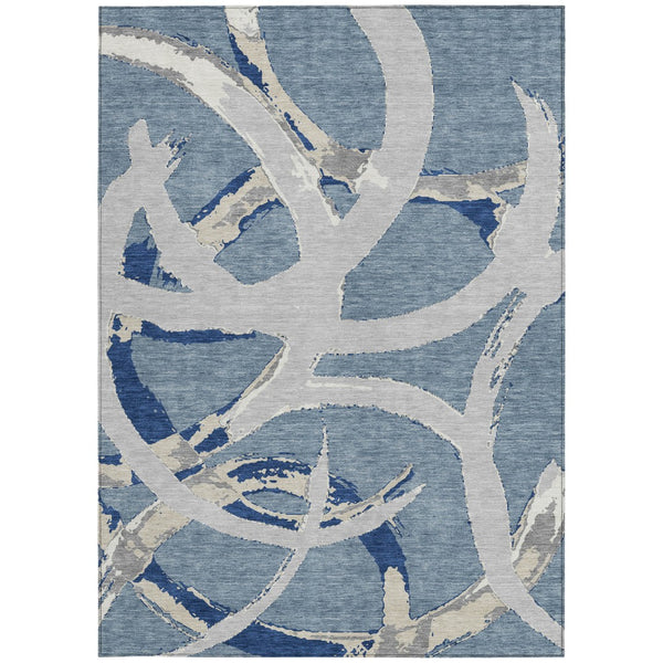 Homeroots 3' Beige Ivory And Gray Abstract Washable Area Rug For Indoor And Outdoor Spaces, Durable Design 8' X 10' Polyester 599127