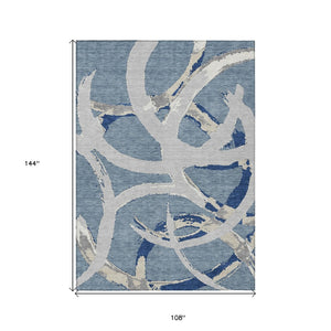 HomeRoots 9' X 12' Gray Abstract Washable Area Rug – Durable for Indoor & Outdoor Use, Stain-Resistant Design 599128