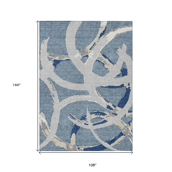 HomeRoots 9' X 12' Gray Abstract Washable Area Rug – Durable for Indoor & Outdoor Use, Stain-Resistant Design 599128