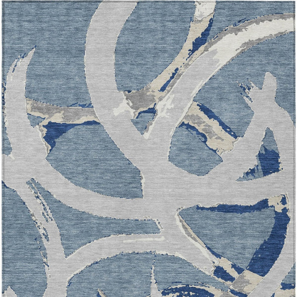 Homeroots 3' Beige Ivory And Gray Abstract Washable Area Rug For Indoor And Outdoor Spaces, Durable Design 9' X 12' Polyester 599128