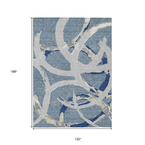 Homeroots 3' Beige Ivory And Gray Abstract Washable Area Rug For Indoor And Outdoor Spaces, Durable Design 10' X 14' Polyester 599129