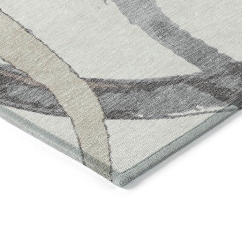 Homeroots 3' Beige Ivory And Gray Abstract Washable Area Rug For Indoor And Outdoor Spaces, Durable Design 3' X 5' Polyester 599130