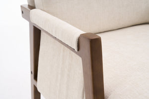 English Elm Mid-Century Solid Wood Accent Chair with Chenille Upholstery, Ergonomic Waist Support, Sturdy 300lb Capacity Beige T3903P372379