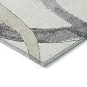 Homeroots 3' Beige Ivory And Gray Abstract Washable Area Rug For Indoor And Outdoor Spaces, Durable Design 9' X 12' Polyester 599134