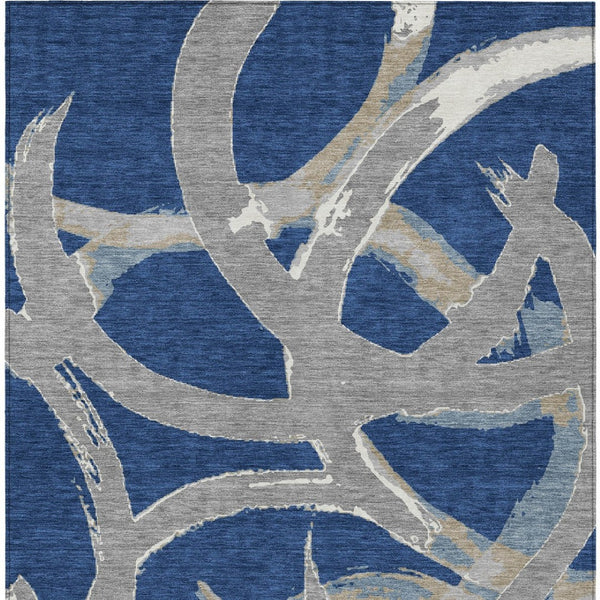 Homeroots 3' Beige Ivory And Gray Abstract Washable Area Rug For Indoor And Outdoor Spaces, Durable Design 3' X 5' Polyester 599136