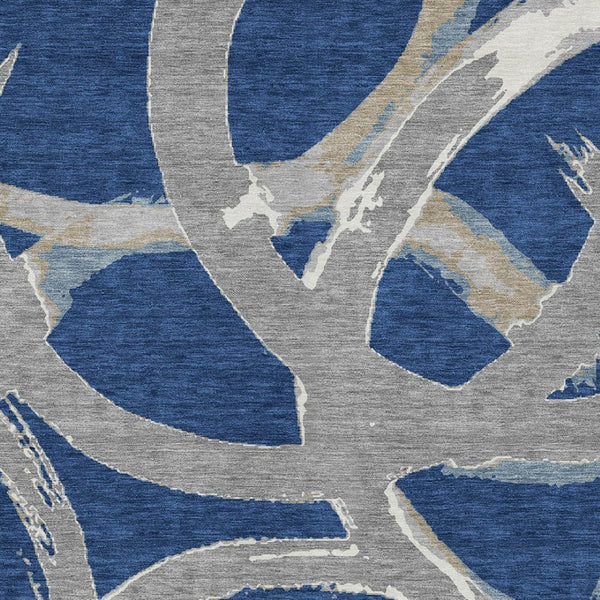 Homeroots 3' Beige Ivory And Gray Abstract Washable Area Rug For Indoor And Outdoor Spaces, Durable Design 3' X 5' Polyester 599136