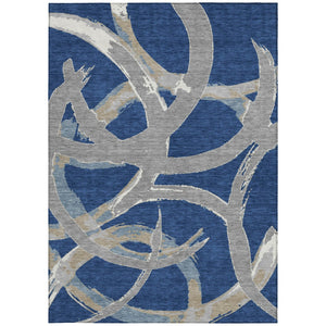 Homeroots 3' Beige Ivory And Gray Abstract Washable Area Rug For Indoor And Outdoor Spaces, Durable Design 5' X 8' Polyester 599137