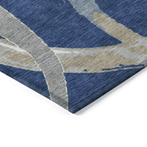 Homeroots 3' Beige Ivory And Gray Abstract Washable Area Rug For Indoor And Outdoor Spaces, Durable Design 5' X 8' Polyester 599137