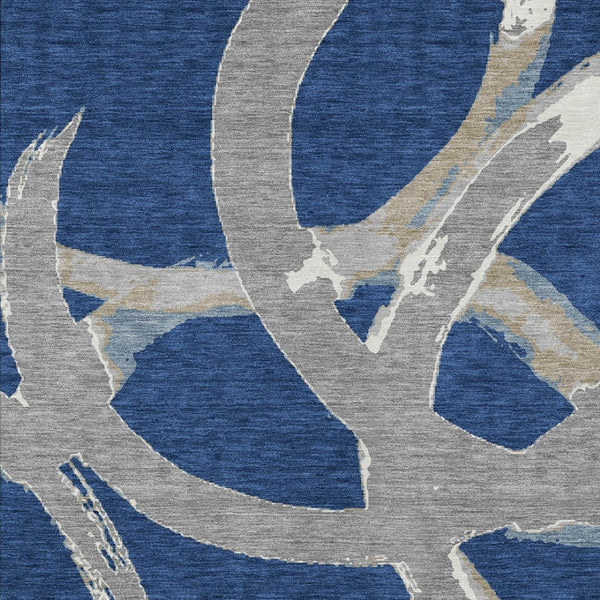 Homeroots 3' Beige Ivory And Gray Abstract Washable Area Rug For Indoor And Outdoor Spaces, Durable Design 5' X 8' Polyester 599137