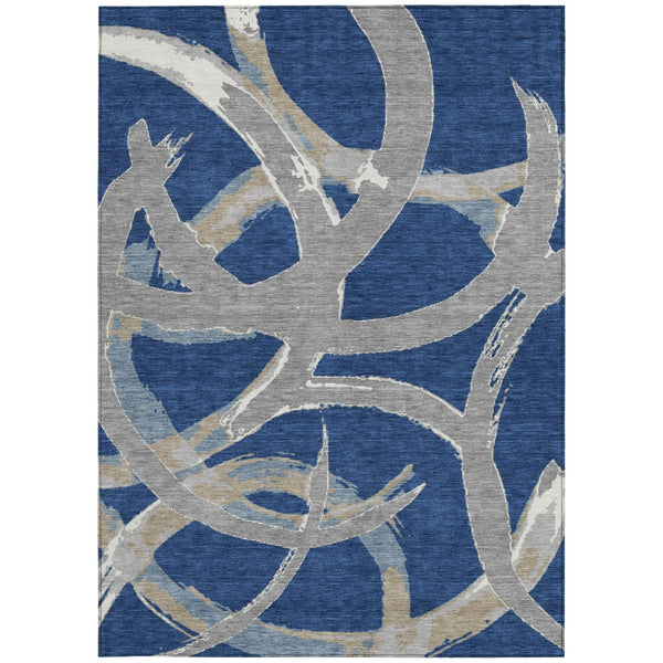 Homeroots 3' Beige Ivory And Gray Abstract Washable Area Rug For Indoor And Outdoor Spaces, Durable Design 8' X 10' Polyester 599139