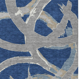 Homeroots 3' Beige Ivory And Gray Abstract Washable Area Rug For Indoor And Outdoor Spaces, Durable Design 8' X 10' Polyester 599139