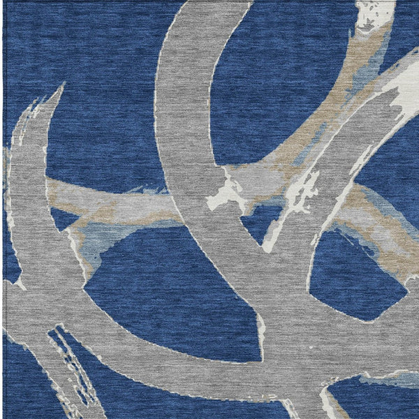 Homeroots 3' Beige Ivory And Gray Abstract Washable Area Rug For Indoor And Outdoor Spaces, Durable Design 9' X 12' Polyester 599140