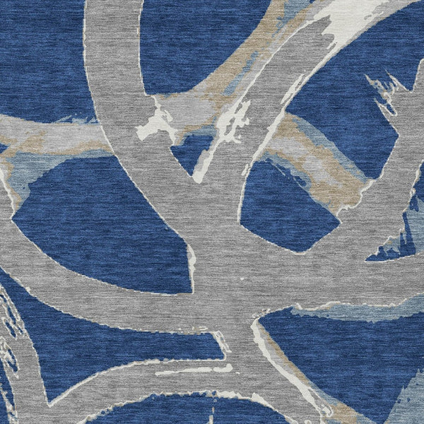 Homeroots 3' Beige Ivory And Gray Abstract Washable Area Rug For Indoor And Outdoor Spaces, Durable Design 10' X 14' Polyester 599141