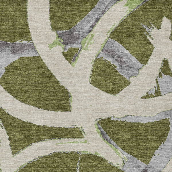 Homeroots 3' Beige Ivory And Gray Abstract Washable Area Rug For Indoor And Outdoor Spaces, Durable Design 5' X 8' Polyester 599143