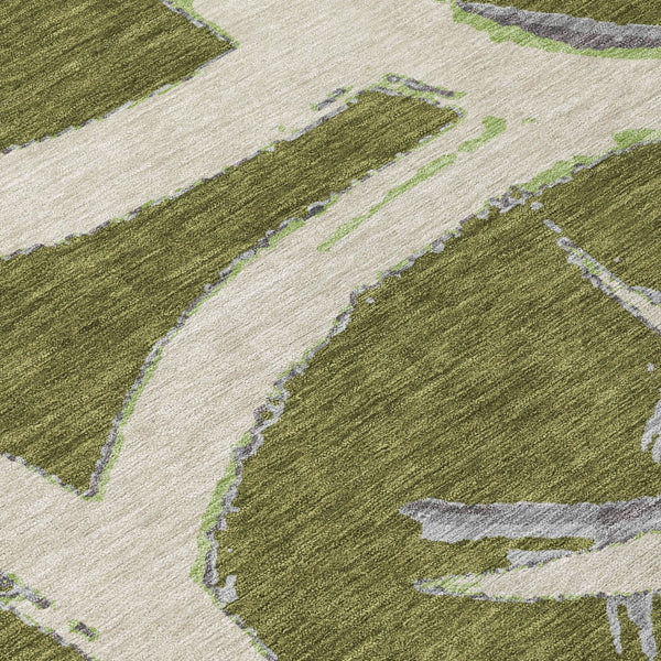 Homeroots 3' Beige Ivory And Gray Abstract Washable Area Rug For Indoor And Outdoor Spaces, Durable Design 5' X 8' Polyester 599143