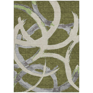 Homeroots 3' Beige Ivory And Gray Abstract Washable Area Rug For Indoor And Outdoor Spaces, Durable Design 8' X 10' Polyester 599145