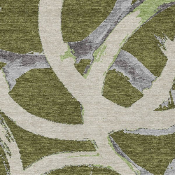 Homeroots 3' Beige Ivory And Gray Abstract Washable Area Rug For Indoor And Outdoor Spaces, Durable Design 9' X 12' Polyester 599146