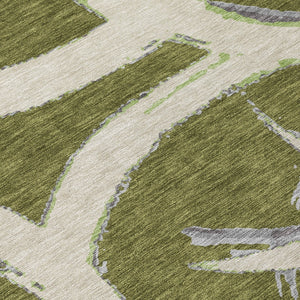 Homeroots 3' Beige Ivory And Gray Abstract Washable Area Rug For Indoor And Outdoor Spaces, Durable Design 9' X 12' Polyester 599146